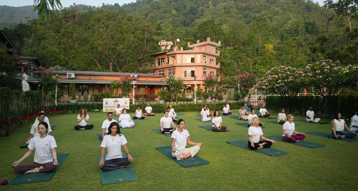 Sunrise meditation with mountain views